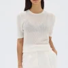 Sale Assembly Label Belle Knit Short Sleeve Tee - Cream