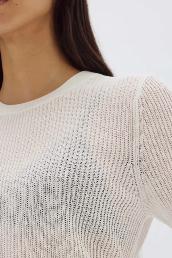 Sale Assembly Label Belle Knit Short Sleeve Tee - Cream