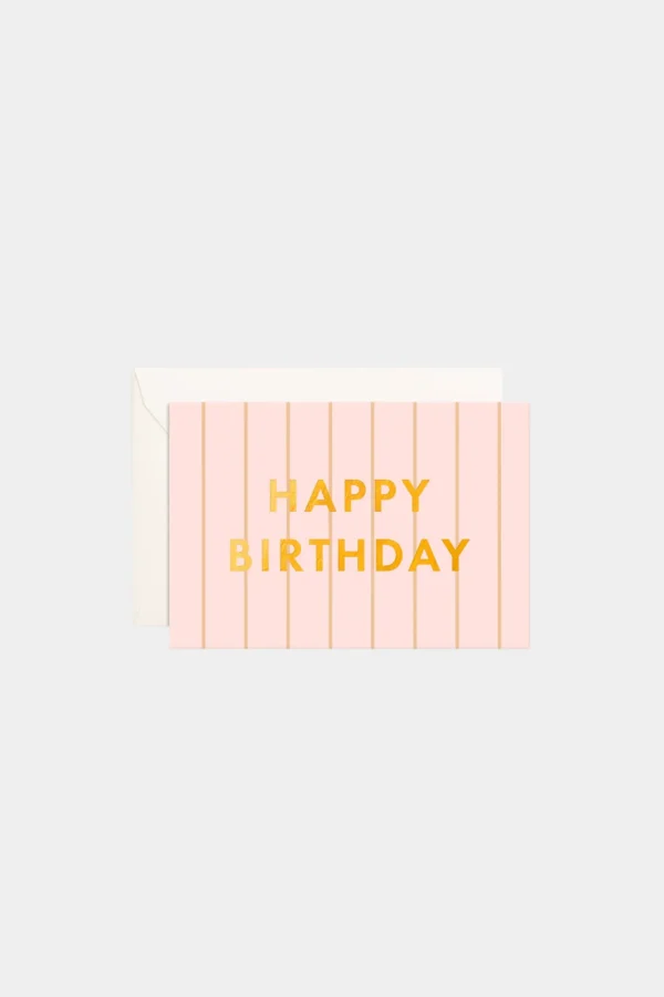 Clearance Fox u0026 Fallow Birthday Peony Pinstripe Mini Greeting Card