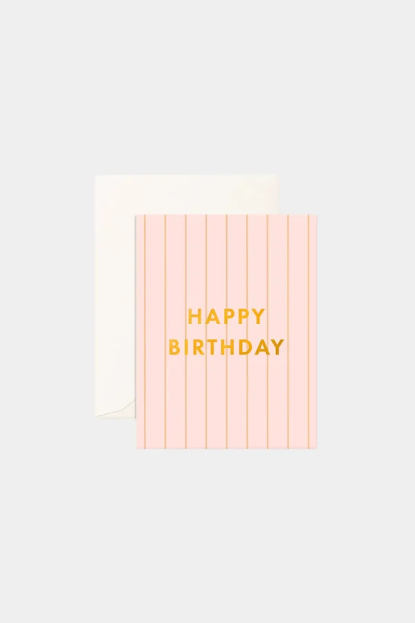 Outlet Fox u0026 Fallow Birthday Peony Pinstripe Greeting Card