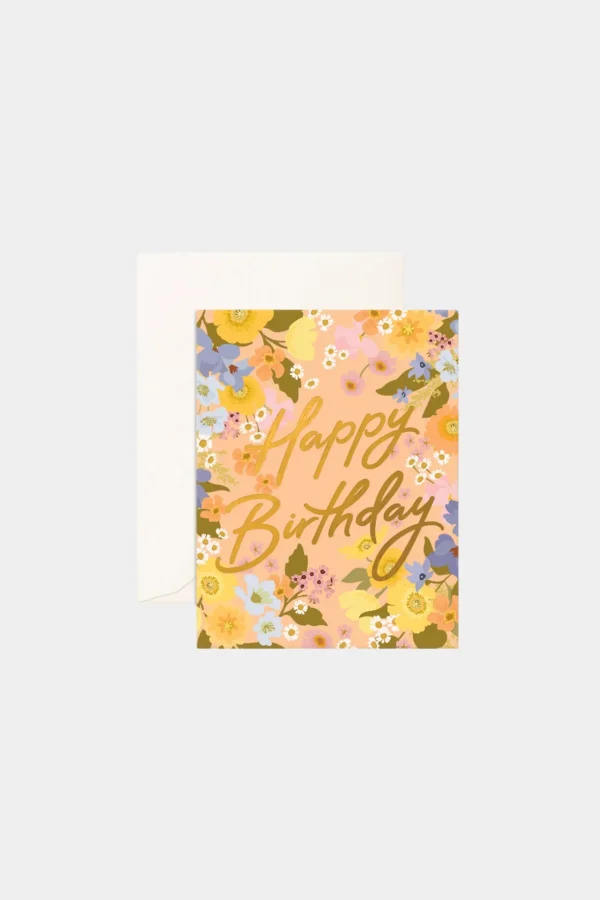 New Fox u0026 Fallow Birthday Spring Florals Peach Greeting Card