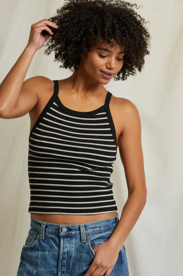 Sale Perfect White Tee Bonnie Stripe Tank - True Black/Natural Stripe