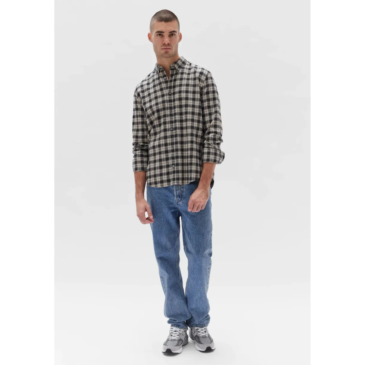 brushed_flannel_check_shi_0.webp Hot Assembly Label Brushed Flannel Check Shirt - Navy Check