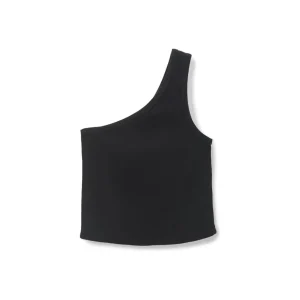 Outlet Perfect White Tee Call Me One Shoulder Rib Tank