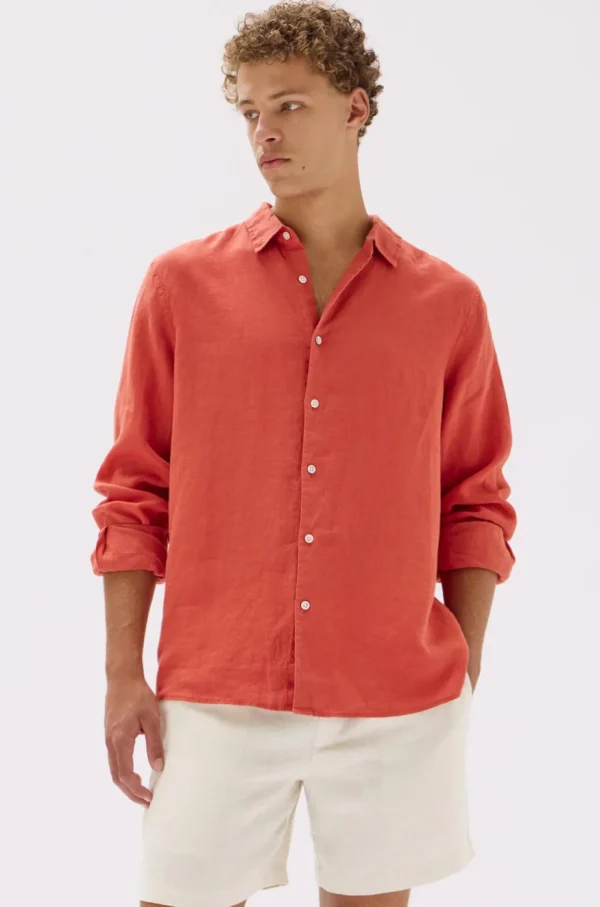 Outlet Assembly Label Mens Casual Long Sleeve Shirt - Papaya