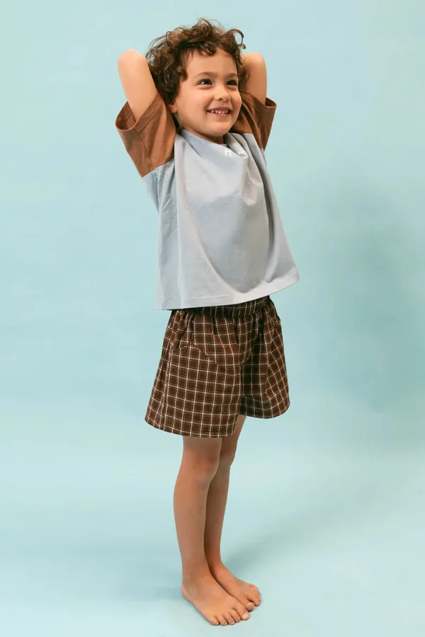 Clearance Lenn Label Check Short - Chocolate