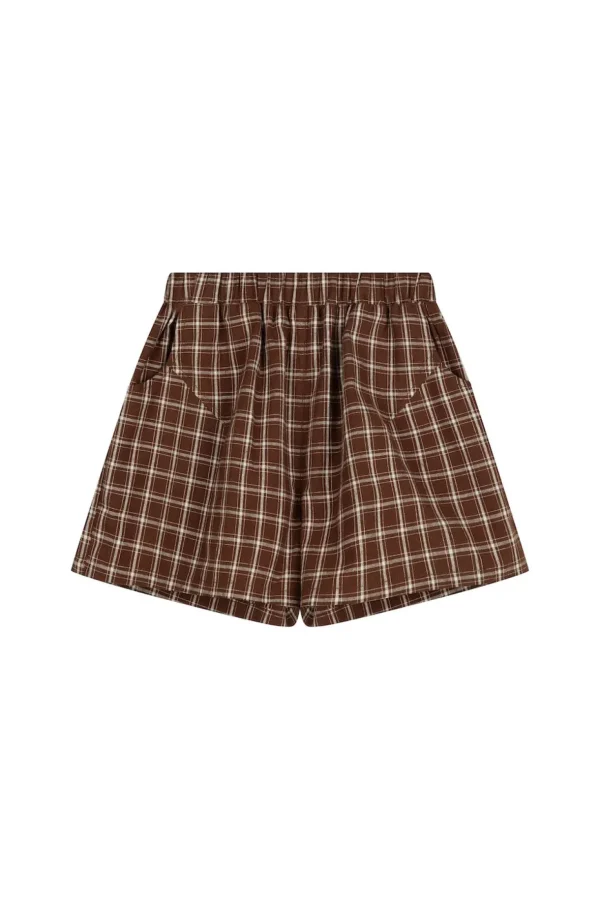 Clearance Lenn Label Check Short - Chocolate