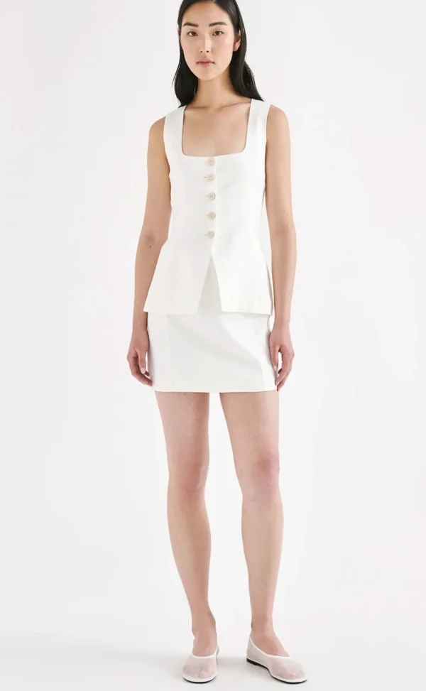 Fashion Nude Lucy Clio Linen Skirt- White