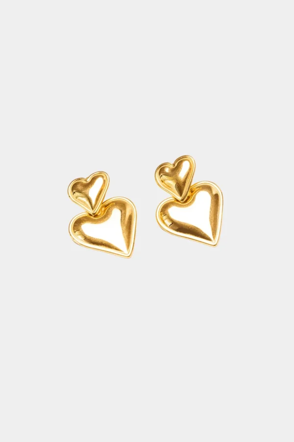 Best We Are Emte Double Heart Earrings in Gold