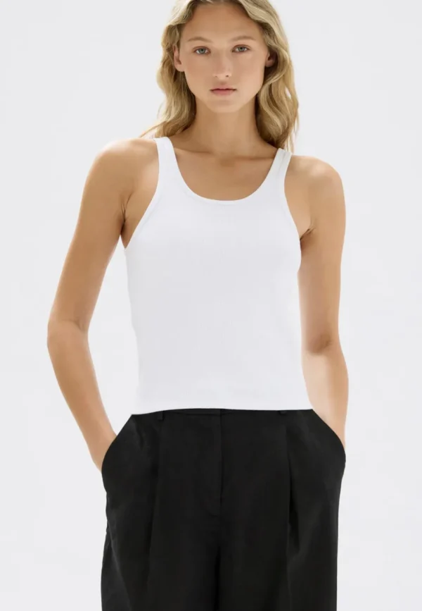 Fashion Assembly Label Drew Rib Tank - White