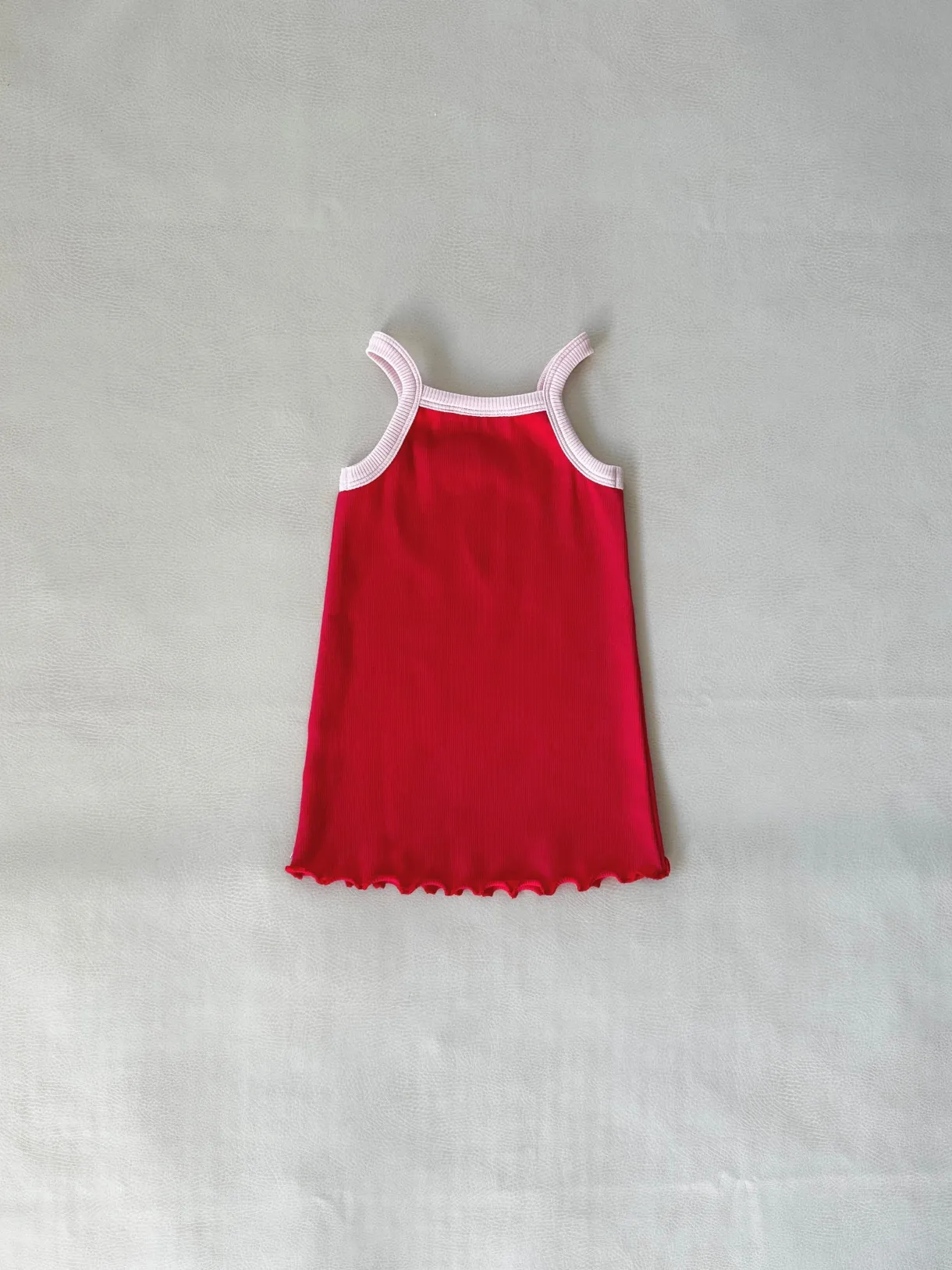 elsie_ribbed_cotton_dress_0.webp Discount Tiny Trove Elsie Ribbed Cotton Dress - Red/Pink