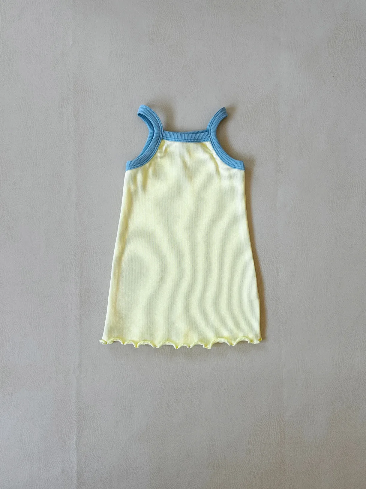 elsie_ribbed_cotton_dress_1.webp Online Tiny Trove Elsie Ribbed Cotton Dress - Lemon/Sky