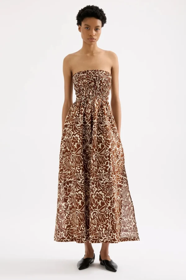 New Nude Lucy Florense Shirred Maxi Dress