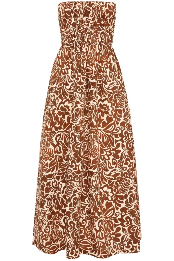 New Nude Lucy Florense Shirred Maxi Dress