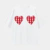 Clearance Maku Gingham Hearts T-Shirt Oversized - White