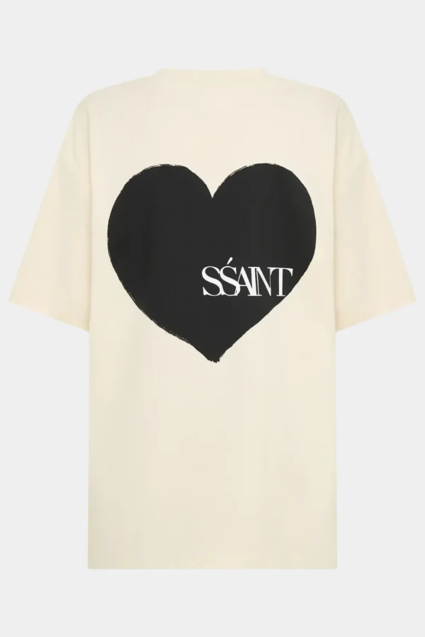 Outlet SSAINT Heart Tee - Cream/Black