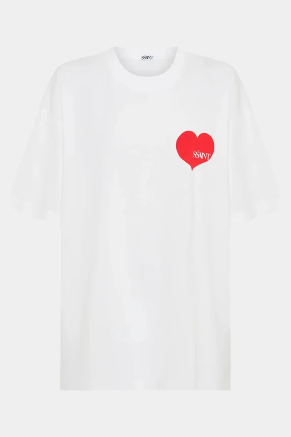 Online SSAINT Heart Tee - White/Red