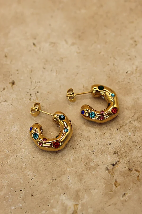 Outlet Love From Lilou Lottie Rainbow Hoop Earrings - Gold