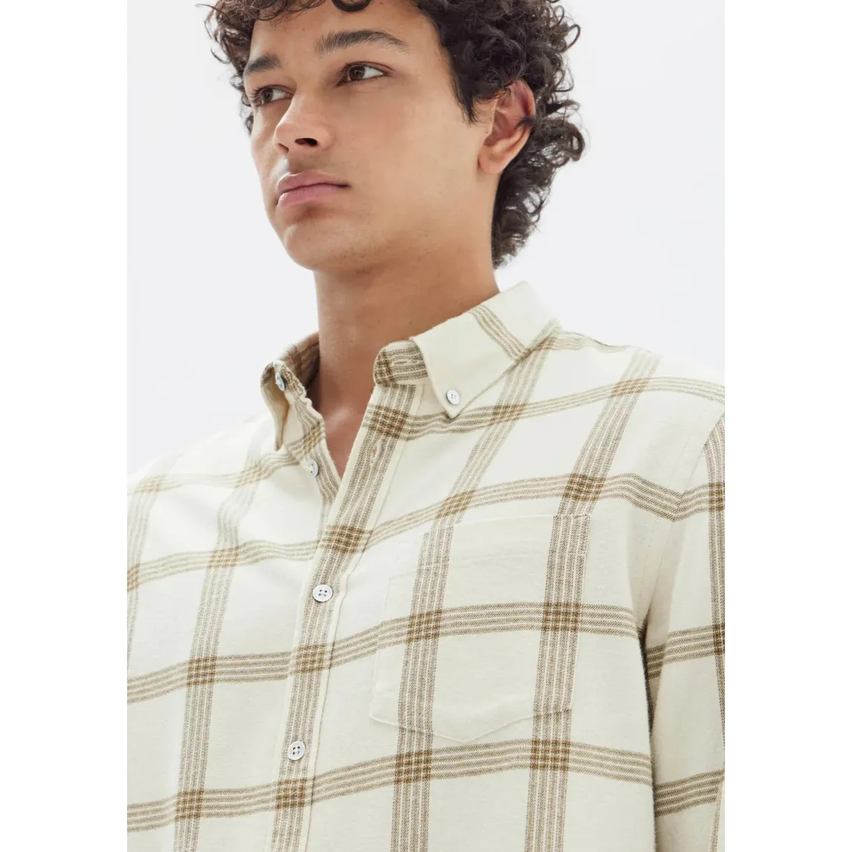 manny_check_sleeve_shirt__0.webp Best Assembly Label Manny Check Sleeve Shirt - Cream / Tan Check