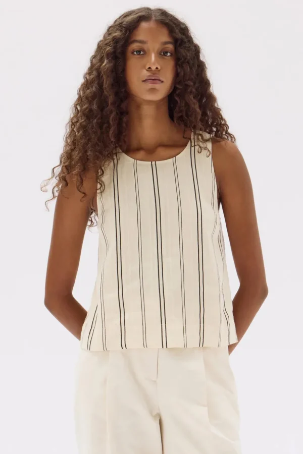 Fashion Assembly Label Milos Sleeveless Top - Cream/Black