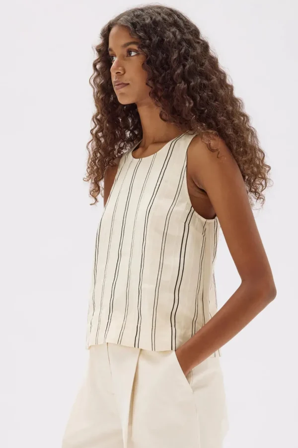 Fashion Assembly Label Milos Sleeveless Top - Cream/Black