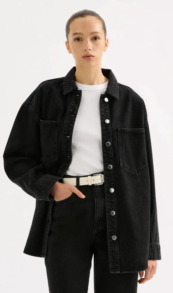 Online Nude Lucy Organic Denim Overshirt - Vintage Black