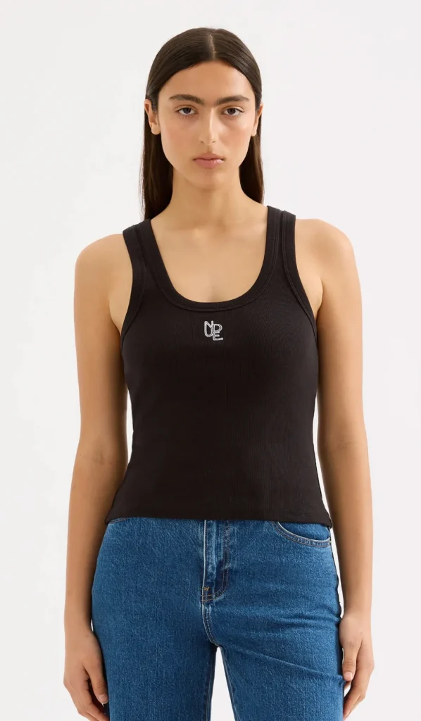 Discount Nude Lucy Organic Emblem Singlet - Black