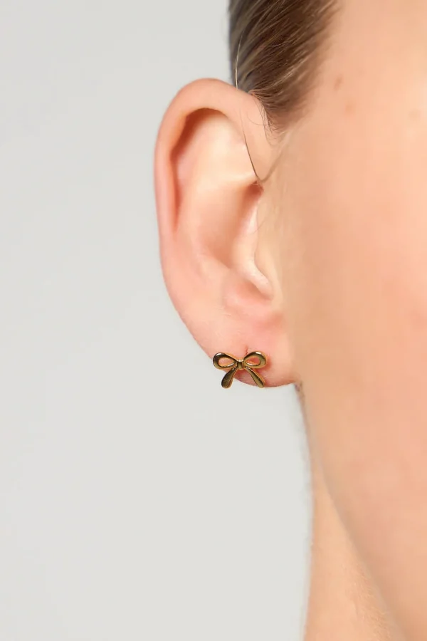 Sale Love From Lilou Ribbon Stud Earrings - Gold