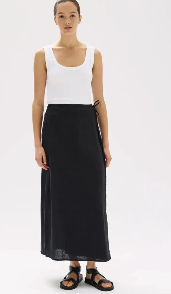 Hot Assembly Label Roma Linen Wrap Skirt - Black