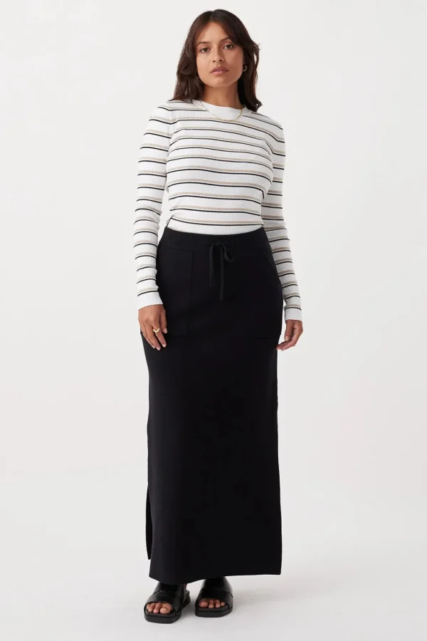 Hot Arcaa Movement Romi Stripe Long Sleeve Top - Cream & Taupe