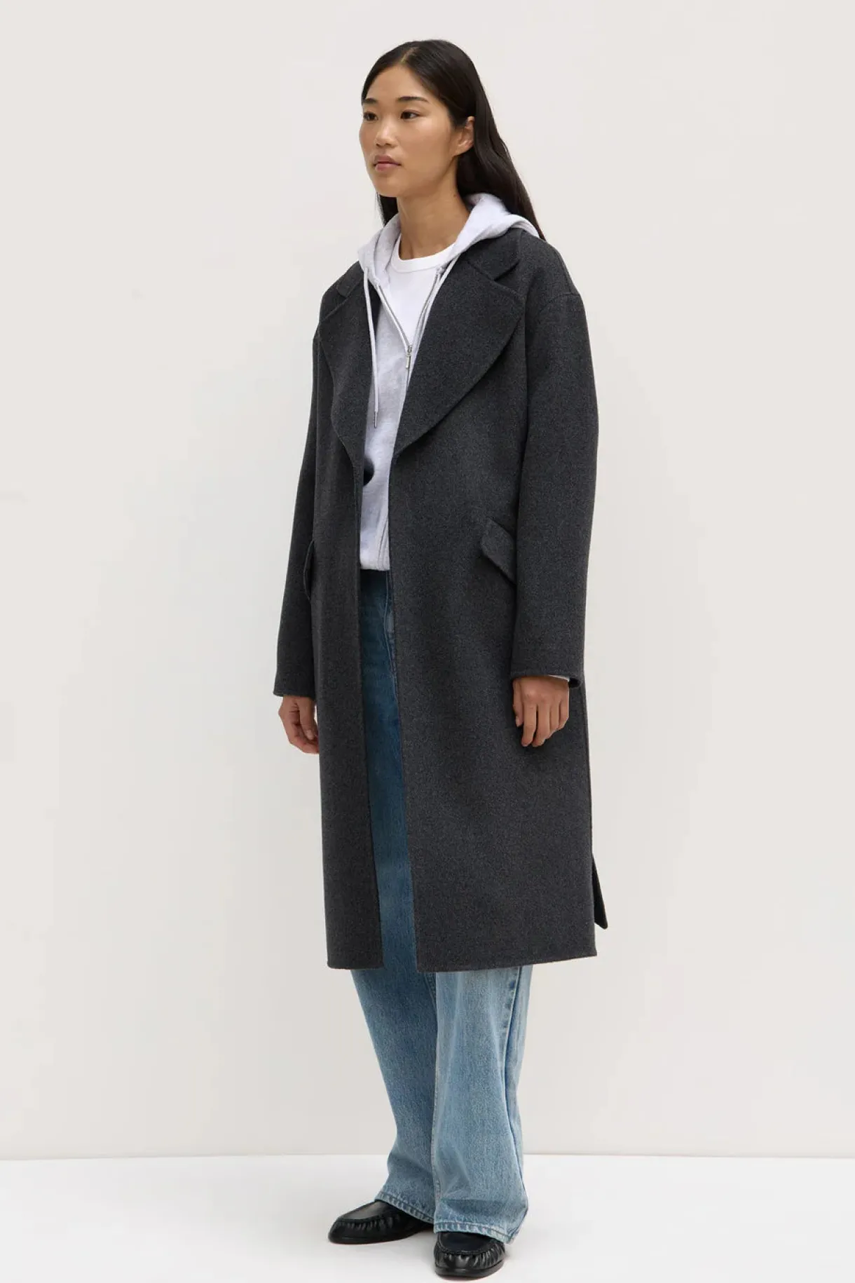 sadie_single_breasted_woo_1-2.webp Outlet Assembly Label Sadie Single Breasted Wool Coat - Charcoal Marle