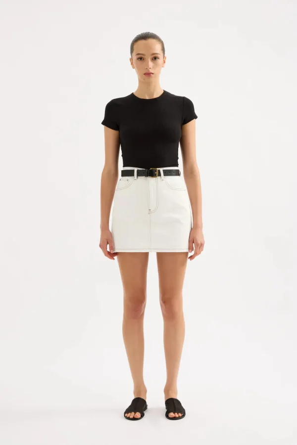 Fashion Nude Lucy Sia Denim Mini Skirt - Salt