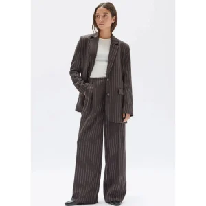 Best Assembly Label Sofia Wool Pinstripe Pant - Chestnut Stripe