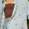 Best Bucketlist Star Print Washed Denim Shirt Jacket Shacket (pre-order May)