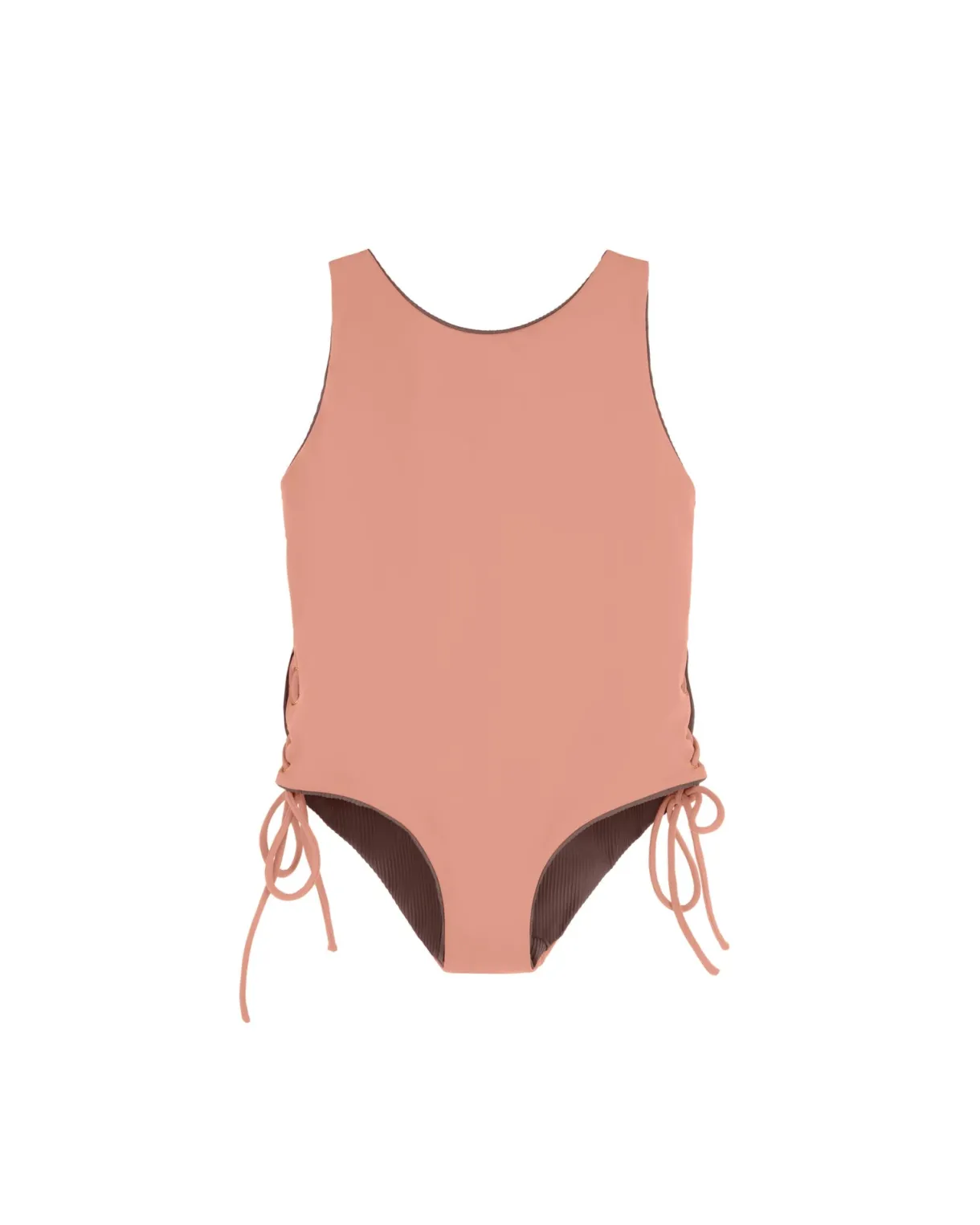 tie_side_swimsuit__chocol_1.webp Fashion Summer Sun Label Tie Side Swimsuit - Chocolate with Honey Glow Tie Sides