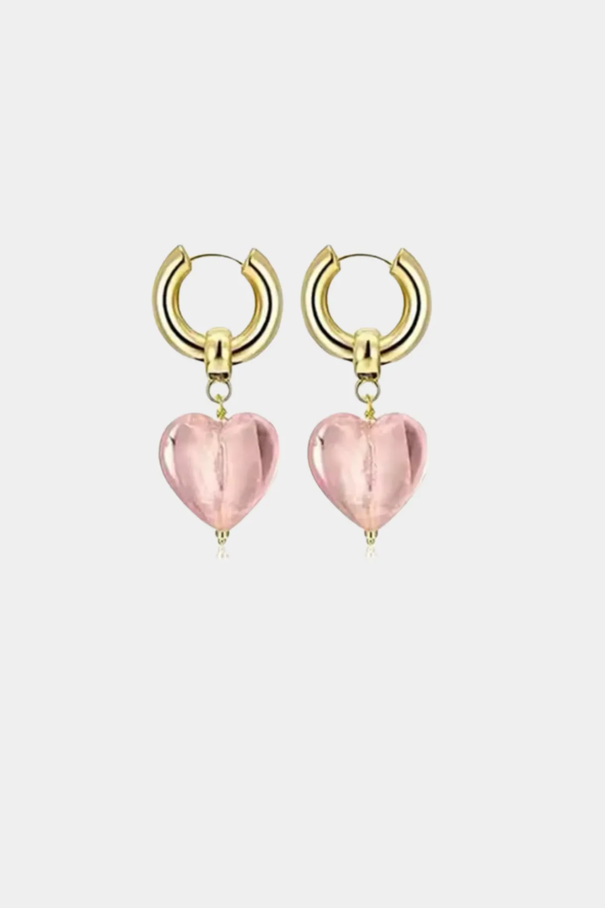 treasured_heart_hoop_earr_0.webp Clearance We Are Emte Treasured Heart Hoop Earrings - Pink