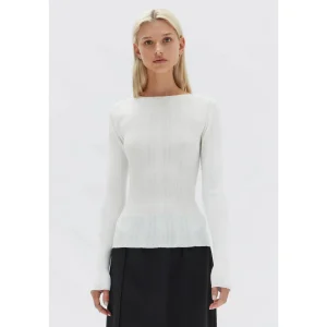 Online Assembly Label Vienna Knit Long Sleeve Top - Antique White