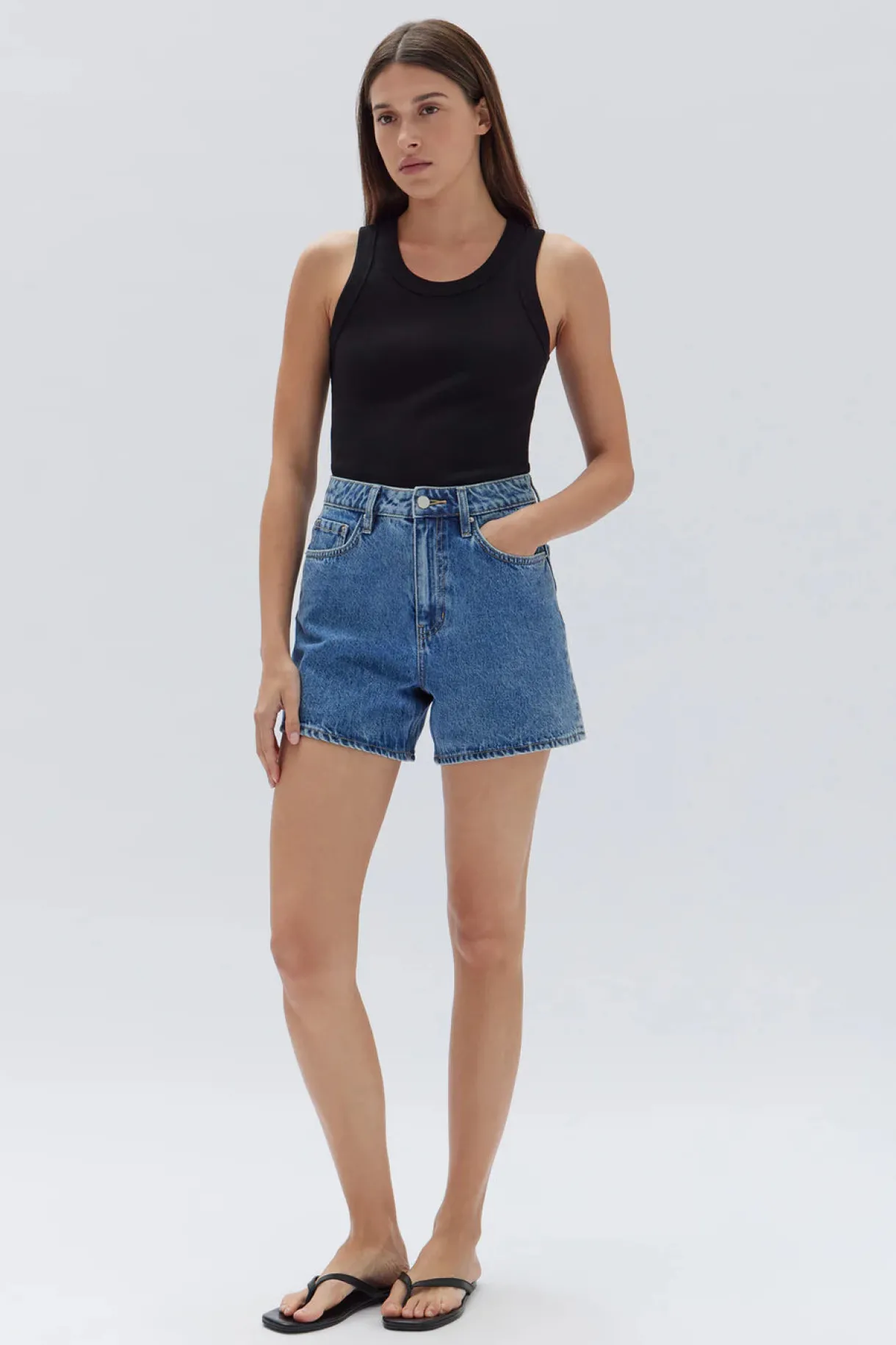 vintage_denim_short__dark_0.webp New Assembly Label Vintage Denim Short - Dark Stone