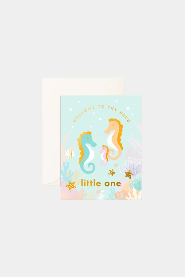 Fashion Fox u0026 Fallow Welcome Little Seahorse Greeting Card